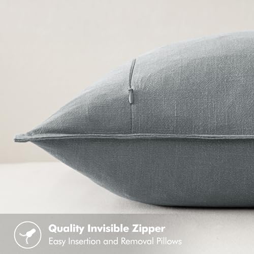 MIULEE Decorative Linen Euro Sham Pillow Covers 24x24 Gray - Image 3