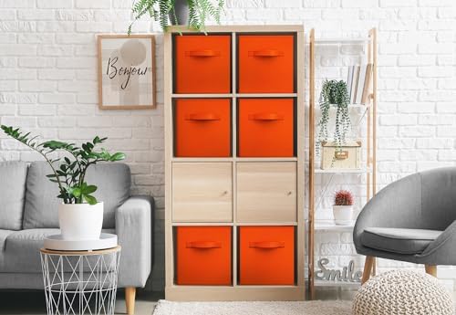 Sorbus Fabric Storage Cubes, 6-Pack Foldable Bins (13 Inch, Orange) - Image 4