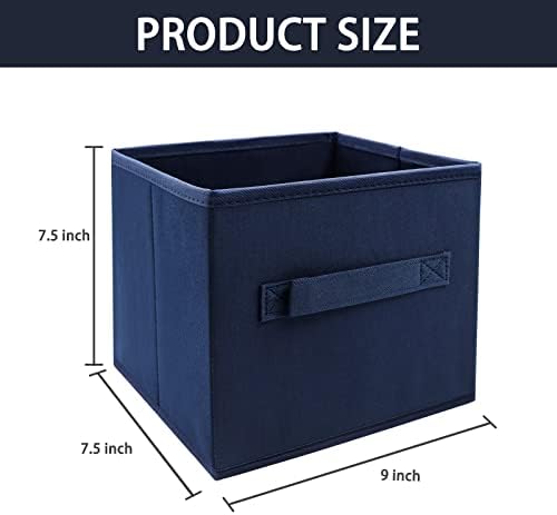 EBIGIC Small Storage Bins,Collapsible Fabric Storage Organizer 9.0"x7.5"x7.5",Mini Storage Box,fit for closet, living room, bookshelf, Kids clothes and toys storage and organization Blue - Image 4