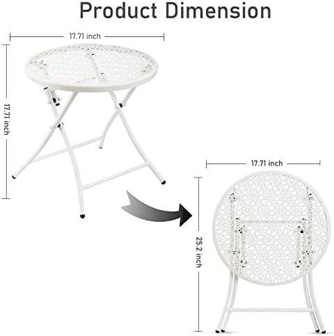 TeoKJ Folding Small Outdoor Side Table, Anti Rust Patio Metal Table - Image 3