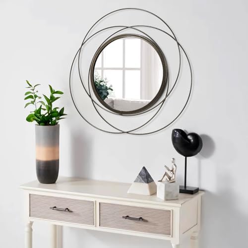 Wall Mirror Mounted Round Decorative Mirrors with Iron Metal Wire Frame Mirror for Wall, Home Decorative Bathroom Vanity, Living Room or Bedroom Large 20” - Image 5
