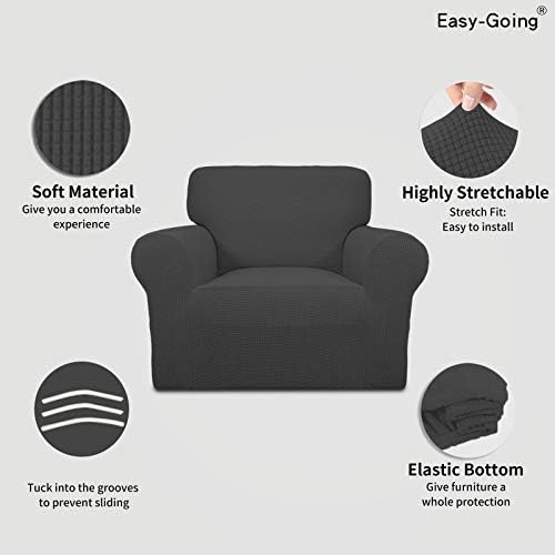 Easy-Going Stretch Chair Sofa Slipcover Washable Dark Gray - Image 3