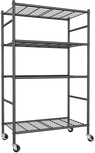 Sakugi 4-Tier Storage Shelves 33.1" x12.6" x58.9" Black with Wheels by Sakugi