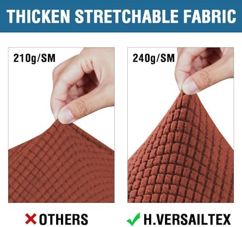 H.VERSAILTEX 4 Piece Stretch Sofa Covers for 3 Cushion Couch Covers for Living Room Furniture Slipcovers (Base Cover Plus 3 Seat Cushion Covers) Thicker Jacquard Fabric (Large Sofa, Rust) - Image 3
