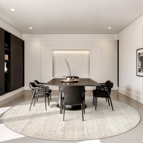 Valenrug Round Rugs 8ft, Circle Washable Area Rugs for Living Room, Beige - Image 5