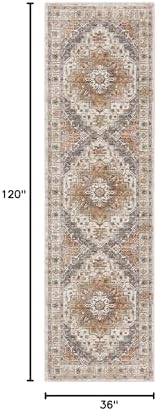 Madane Hallway Runner Rug 3x10 Washable Kitchen Runners 10ft, Turmeric/Grey - Image 2