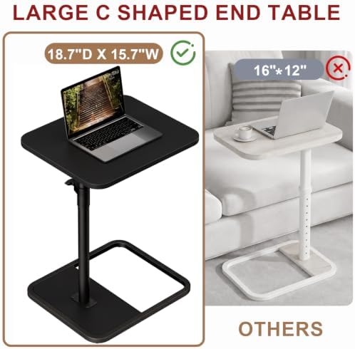 GOYLSER Large C Shaped Tv Trays Living Room End Table End Stand, Black Minimalist Wooden c Table for Sofa, Height Adjustable Tv Tray Tables Swivel Side Table for Dinner Eating - Image 6