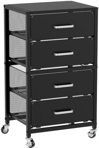 4-Drawers Metal Rolling Cart, Utility Storage Cart with Wheels by Unknown