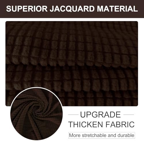 U-NICE HOME 4 Seater Stretch Couch Cover for 3 Cushion Sofa, Chocolate - Image 4