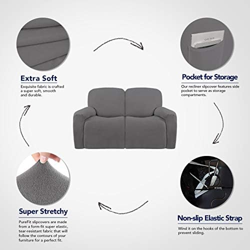 PureFit Super Stretch Loveseat Recliner Sofa Couch Cover with Pocket - Image 3