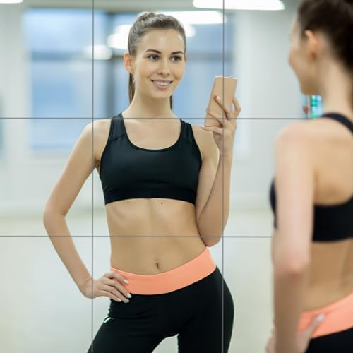 3PCS Mirrors Tiles 18" L x 12" W Gym Mirrors Wall Mounted Mirror Bendable Acrylic Frameless Full Length Mirror Tiles for Home Gym Bedroom Door & Bathroom - Image 4