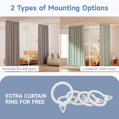 Room Divider No Driling Curtain Rods,Wide Wall Divider for Room Separation - Image 6