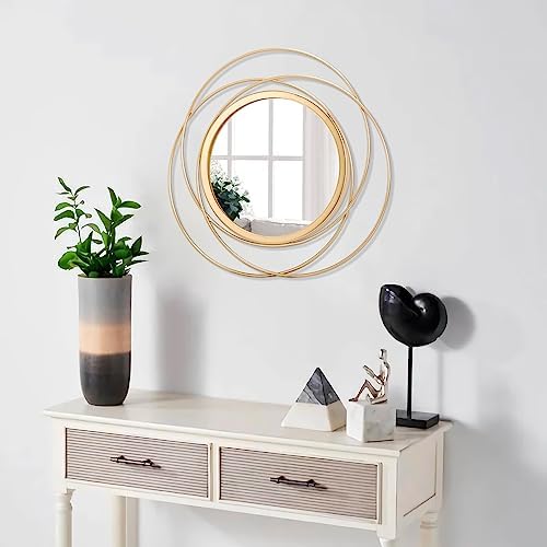 Gold Art Large Round Mirror with Iron Metal Wire Frame Wall-Mounted Mirror for Home Decor Living Room Bedroom Bathroom Entryway 16" - Image 5
