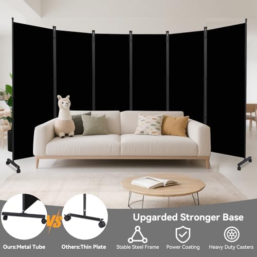 Folding Room Divider W/Wheels,Heavy Duty Base Privacy Screen Separator - Image 2