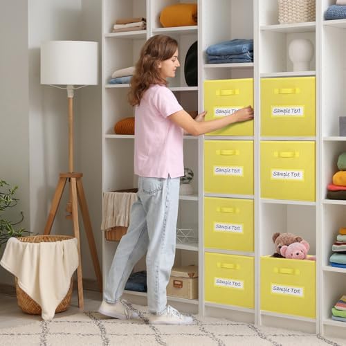 Fabric storage cubes (8 Pack) 11 Inch Cube Storage Bin, cube organizer bins with 8 Labels Window Cards & a Pen, Foldable cube organizer bins and Storage Box, Dark Yellow - Image 5