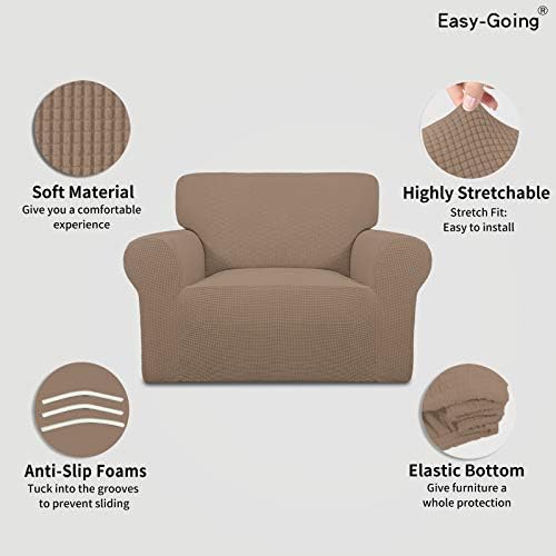 Easy-Going Stretch Oversized Chair Slipcover with Arm Washable Camel - Image 3