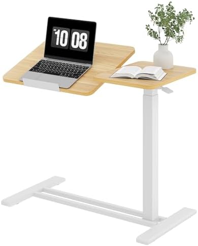 SANODESK 32''Overbed Table Gas Spring Lifting with Wheels&Tilting Desktop by sanodesk