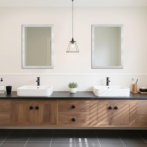Bathroom Mirror for Over Sink 28x20 Inch Rectangular Wall Mirror, Nickel - Image 3