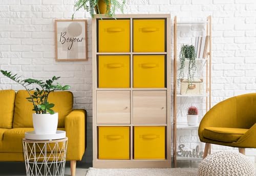 Sorbus Fabric Storage Cubes, 6-Pack Foldable Bins (11 Inch, Dark Yellow) - Image 4
