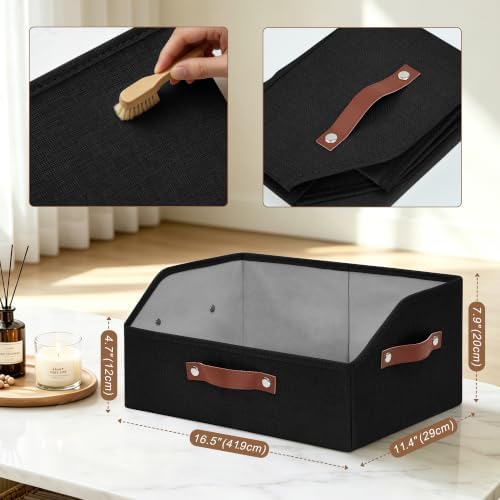 Bagnizer Closet Organizers and Storage, Linen Trapezoid Storage Bins with Handles, Collapsible Shelf Organizer for Blanket, Towel, Clothes, Hats, Purse (Black) - Image 5