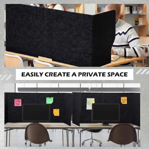 Dunzoom Large Desk Divider Foldable U Privacy Partition 48"L x 20"H, Black - Image 6