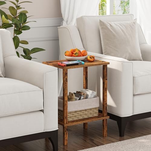 TUTOTAK End Table, Set of 2, Side Table, Nightstand, 2-Tier Storage Shelf - Image 6