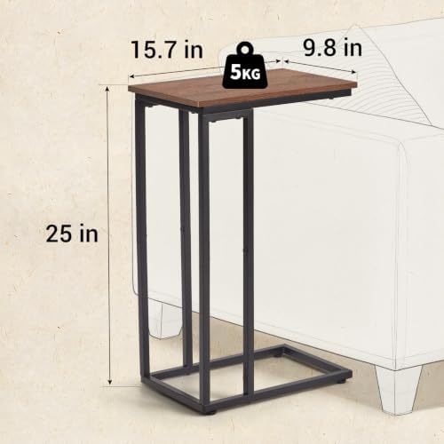 C-Shaped End Table - Slim Slide-Under Couch TV Tray Side Table - Image 3