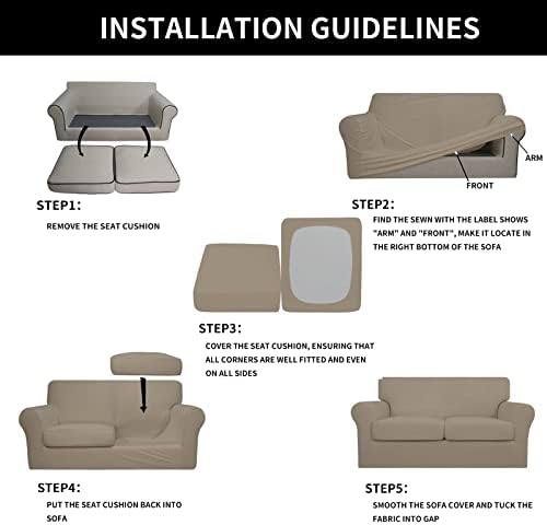 Easy-Going 3 Pieces Stretch Loveseat Couch Cover for 2 Cushion Washable - Image 5