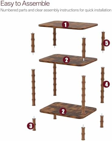 Side Table,Living Room End Tables with 3-Tier,Small Nightstand Table for Small Spaces,Sofa Side,Bedside, Bathroom,Coffee Table,Modern Bedside Table,Stable Frame,Easy Set Up (Rustic Brown) - Image 7