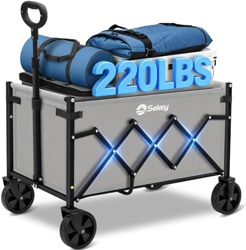 Sekey Lightweight Collapsible Wagon, 220 lb Capacity, Quick-Fold Cart by Sekey