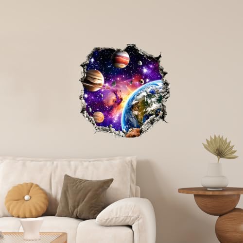 Space Wall Decals Peel and Stick, Galaxy Planet Solar System Wall Stickers, Removable Vinyl Outer Space Wall Decor, Kids Bedroom Nursery Classroom Wall Art, Astronaut Room Theme Home Decorations - Image 4