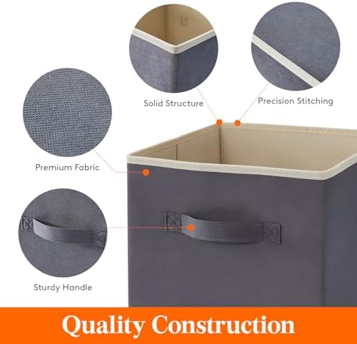 Lifewit Storage Cubes, 11 Inch Organizer Bins, 18L Gray&Black, 12 Packs - Image 3