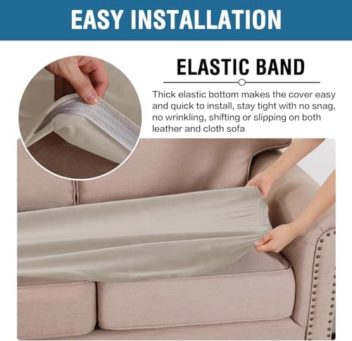H.VERSAILTEX Velvet Stretch Individual Couch Cushion Cover Plush Cushion Slipcover for Loveseat Sofa Cushion Furniture Protector Seat Cushion Sofa Cover (1 Piece Sofa Cushion Cover, Oatmeal) - Image 4