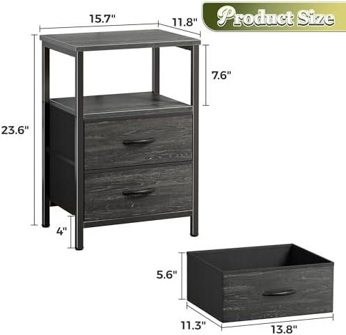Huuger Night Stand Set of 2, Nightstand with 2 Drawers, Bedside Table - Image 3