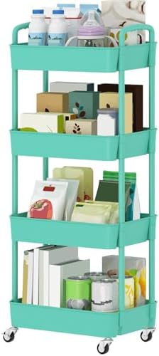 Sywhitta 4-Tier Plastic Rolling Utility Cart with Wheels for Storage,Green by haseverythingyouneed