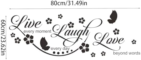 Live Laugh Love Mirror Decal, Inspirational Wall Stencils Peel and Stick Quotes, Decorative Wall Stickers Decor Living Room, Motivational Sayings Words for Bedroom Home Wall Art, Black - Image 7