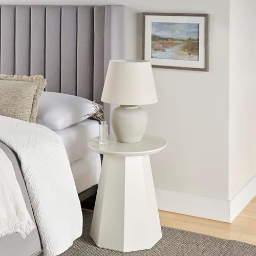 Nourison Home 20" Sand (Light Beige) Neutral Ceramic Table Lamp with Fabric Shade, Bedside Nightstand Lamp for Bedroom, Living Room, Entryway - Image 4