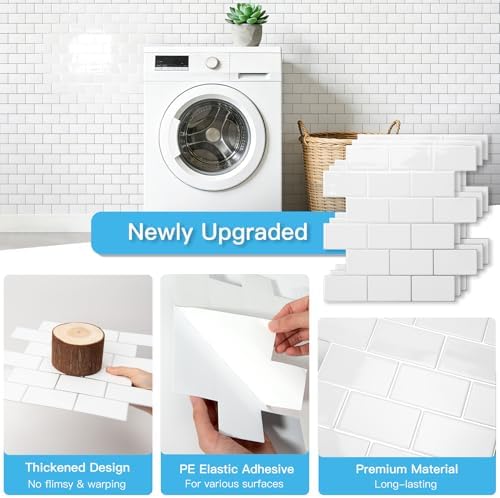 Art3d 10-Pack Subway Peel and Stick Backsplash, White with Silver Grout - Image 5