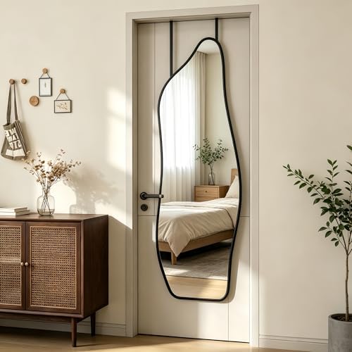 48"x16" Full Length Door Mirror, Dolphin Hanging Mirror, Black - Image 6