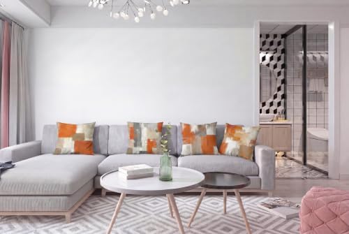 Burnt Orange Modern Abstract Throw Pillow Covers 18x18 Set of 4 - Image 3