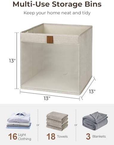 StorageWorks 13x13 Storage Cubes with Clear Window, Brown and Beige, 3-Pack - Image 2