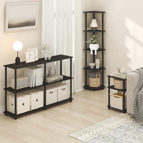 Furinno Turn-N-Tube 3-Tier Toolless Side Table, Compact, Dark Americano - Image 4
