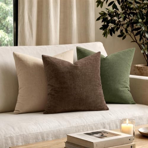 MIULEE Beaver Fur Chenille Couch Throw Pillow Covers, 20x20 - Image 2