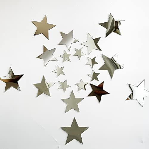 40Pcs Silver Stars Acrylic Mirror Wall Stickers with Adhesive Art Decal Satin Paper Baby Kids Bedroom Home DIY Decor Removable Stickers (Silver Stars) by Unknown