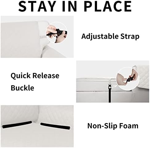 Easy-Going Reversible Chaise Lounge Couch Cover Water Resistant Sofa Cover Sectional L Shaped Sofa Slipcover with Adjustable Straps Furniture Protector for Dogs (115X34 in, Ivory/Ivory) - Image 3