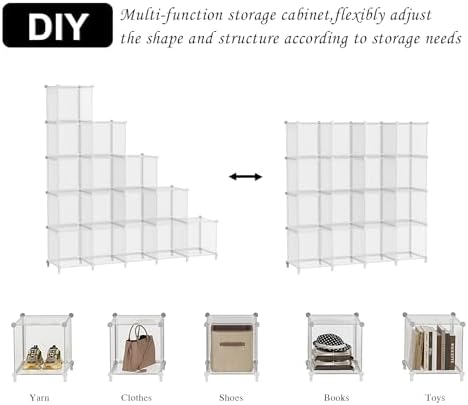 AWTATOS Cube Storage Organizer, 16 Cube Closet Organizers, Clear - Image 6