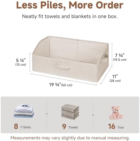 StorageWorks Closet Storage Bins Trapezoid, Khaki Stripes, Large, 3-Pack - Image 6