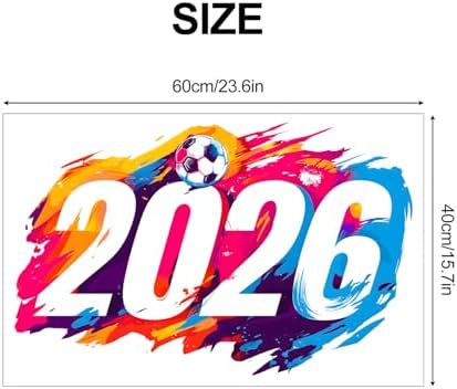 ANNA QUEEN Soccer 2026 Wall Decals Peel and Stick, Colorful Football Number Wall Stickers, Sports Wall Decor Removable Vinyl Wall Art for Boys Bedroom Game Room Decor - Image 2