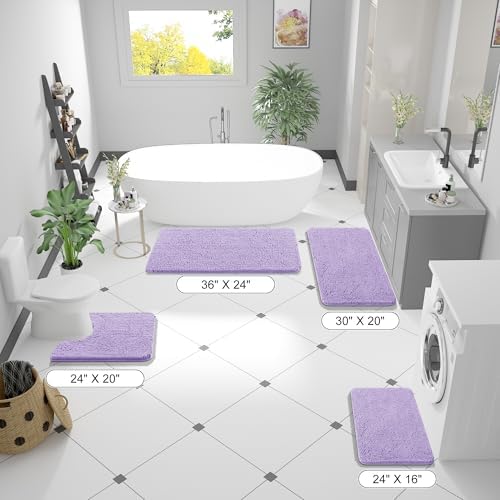 OLANLY Bathroom Runner Rugs 59x24, Extra Soft Absorbent Chenille Bath Rugs - Image 2