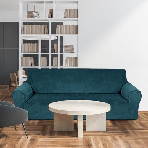 Peryiter 3 Pcs Couch and Loveseat Sofa Covers,Deep Teal,Velvet - Image 7